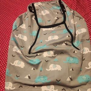 Gray and Blue Elephant Print Carseat Cover